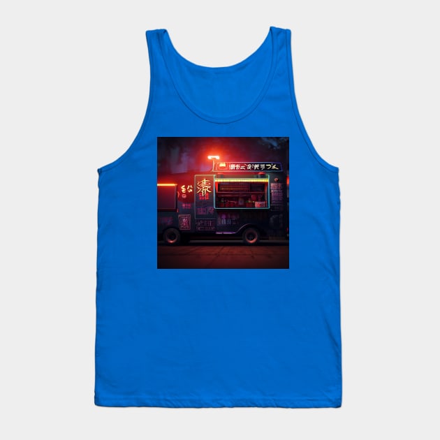 Cyberpunk Tokyo Ramen Food Truck Tank Top by Grassroots Green